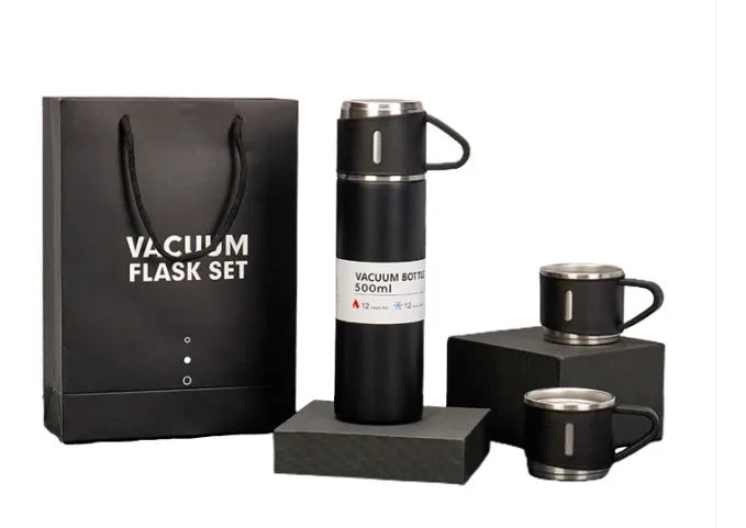 Conjunto de Frascos a Vácuo em Aço Inox: Garrafa Térmica 500ml com Embalagem para Presente - Ideal para Café e Chá